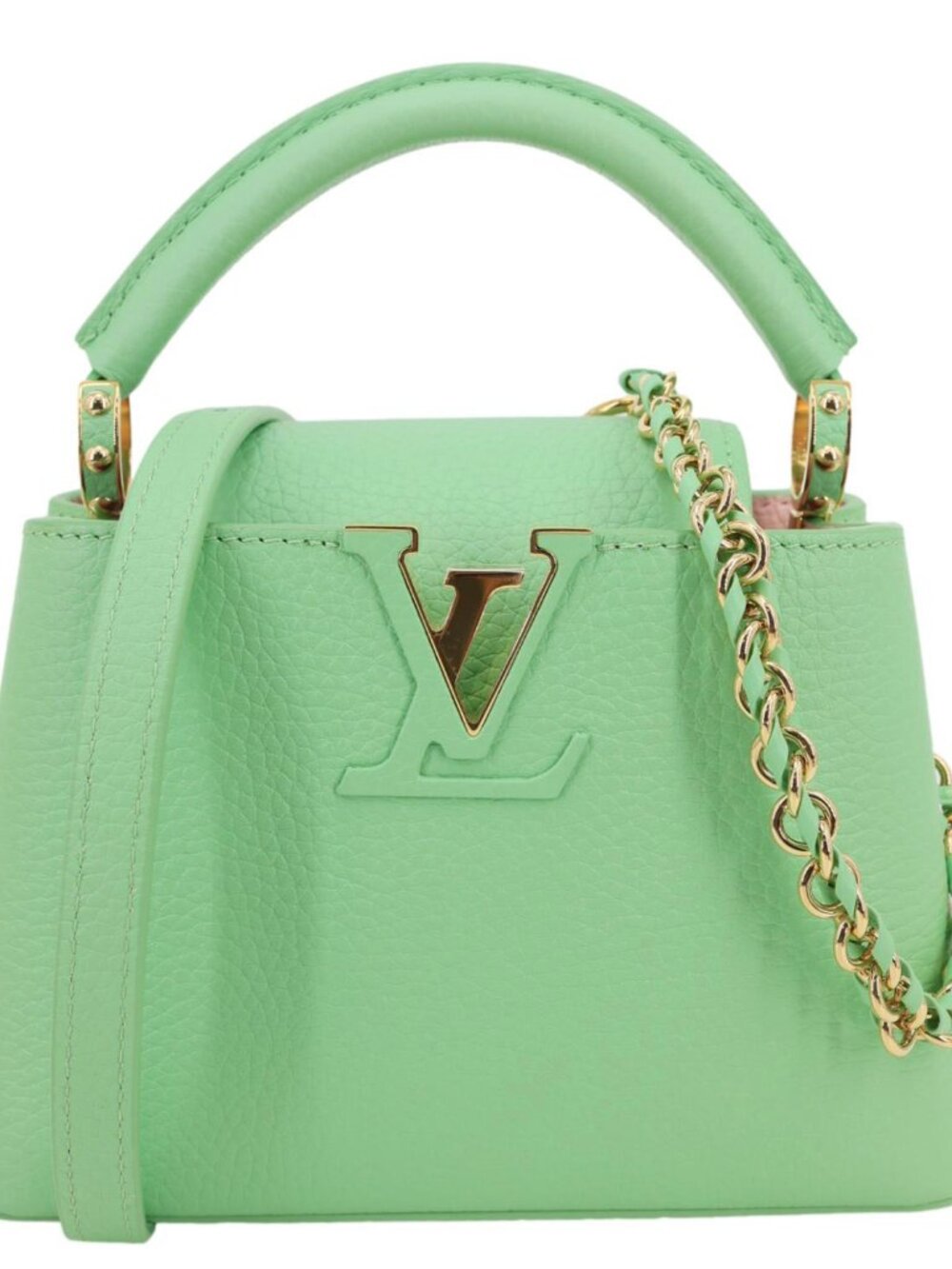 Louis Vuitton  Capucines Mini Taurillon Leather Chain Crossbody Bag Green